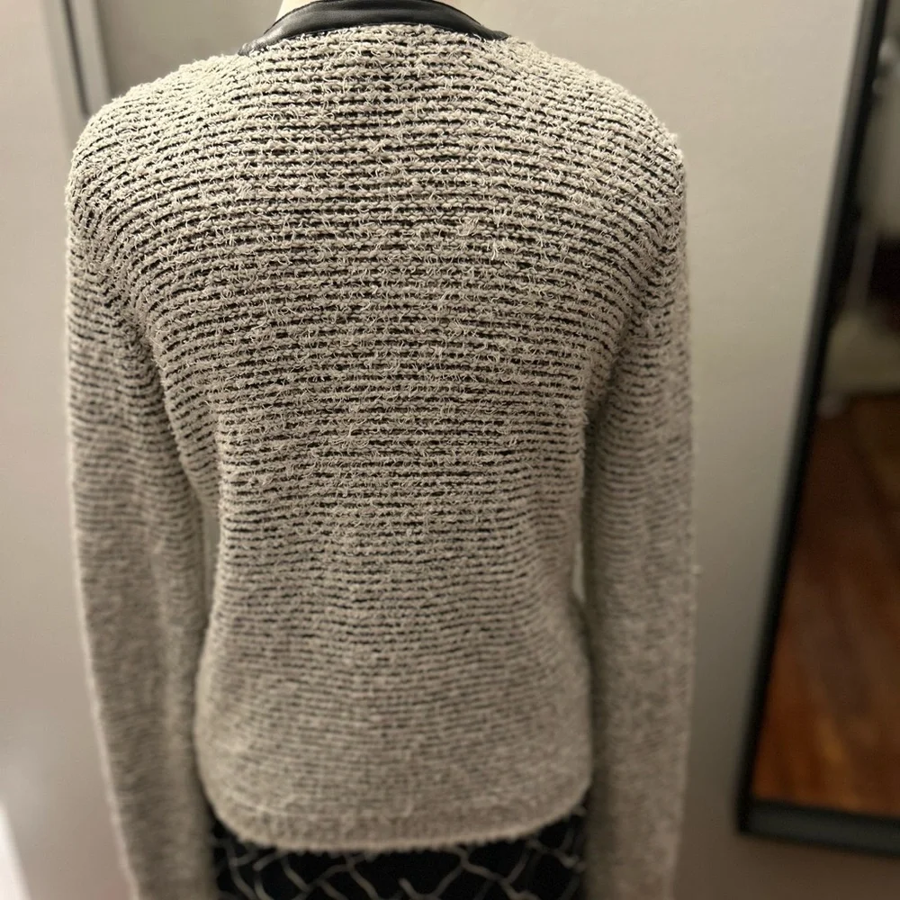 Coco Chanel Joie Black and White Mixed Media Structured Zip-Up Cardigan - Picture 5 of 11